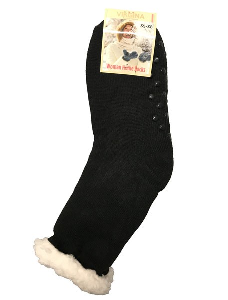 VÝROBKY Z OVČÍ VLNY - Spací ponožky jednobarevné černé