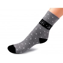 Dámské bavlněné ponožky thermo se zdravotním lemem vločka