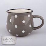 Keramický hrnek s puntíky šedý