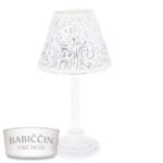 Kovový svícen 20 cm - lampa bílá